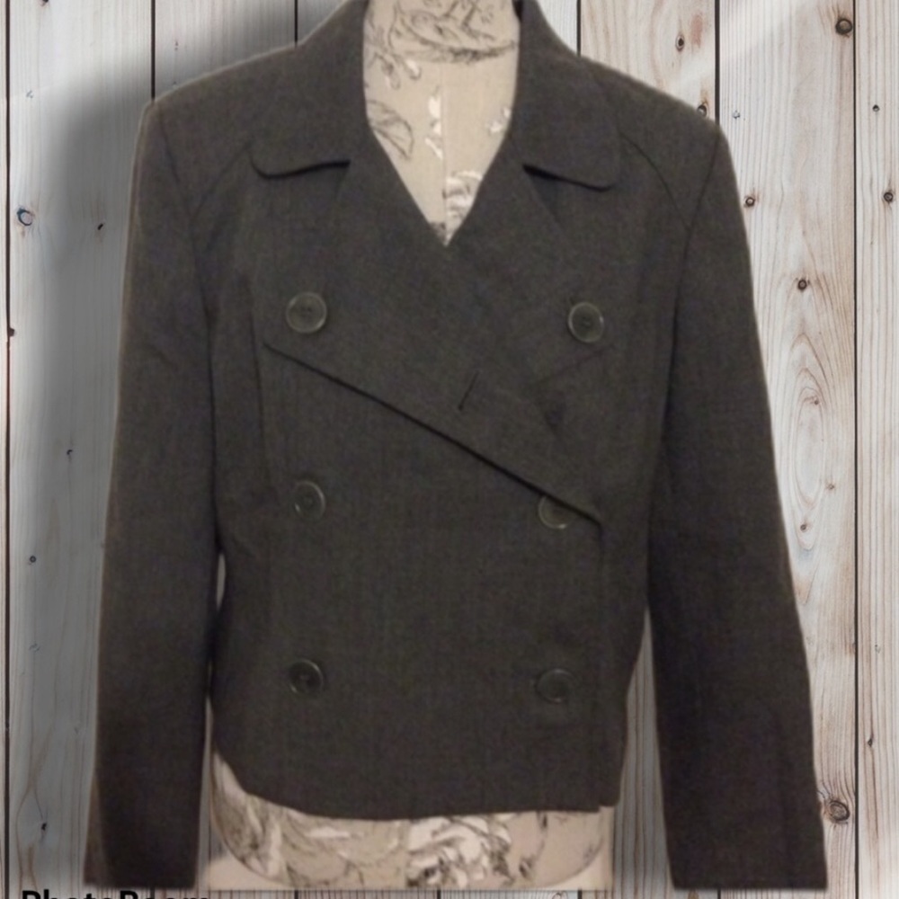 Talbots Double Breast Gray Wool Blazer 14